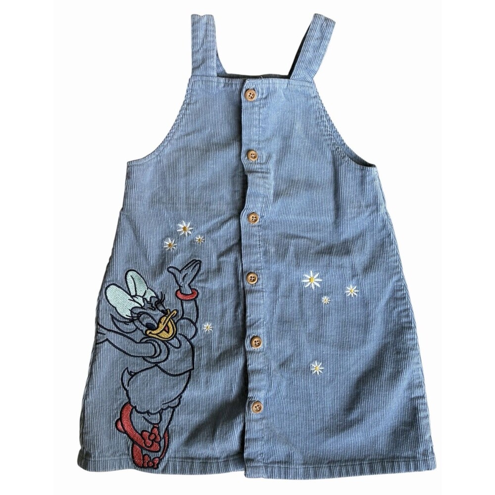 Disney Daisy Duck Corduroy Dress Blue Embroidered Primark Toddler 24-36 Months